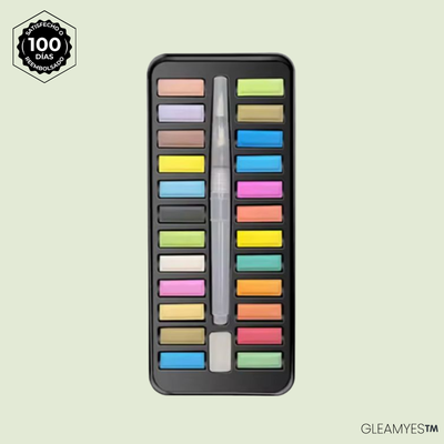 GLEAMYES™ – Paleta de Acuarela 24 Colores & Pincel Recargable